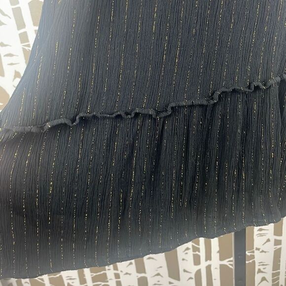 Xhilaration Gauze Tie Back Top XL Black Gold Pinstripe - Picture 3 of 9
